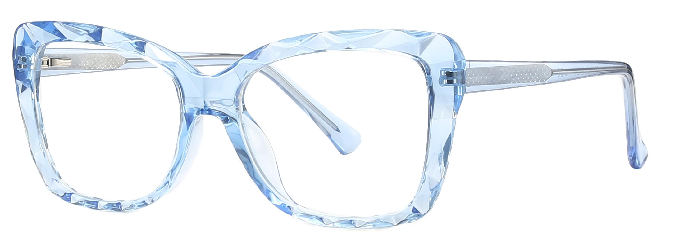 Stock Cat Eye Raised Ice Shape Frame TR90+CP Anti-Blue Light Women Marco óptico #2009